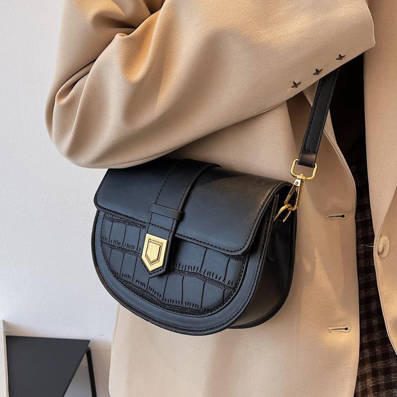 French-Style Saddle Shoulder Bag for Women