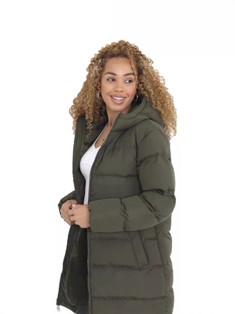 Thick Hooded Long Winter Cotton Coat for Women