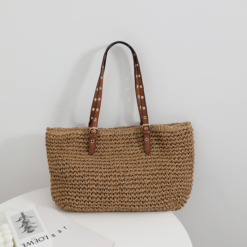 Minimalist Large-Capacity Woven Handbag for Women