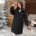 Relaxed-Fit Hooded Long Cotton Coat for Women