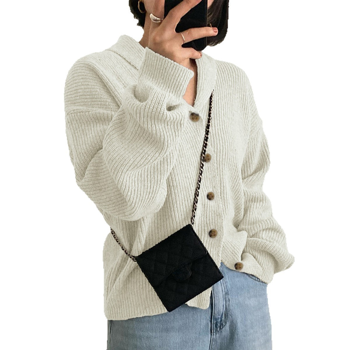 Solid-Color Vacation Base Sweater for Women