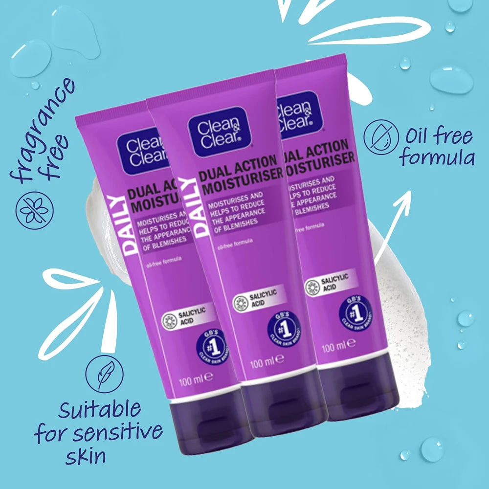 CLEAN & CLEAR Luxury Dual Action Moisturiser – 3-Pack
