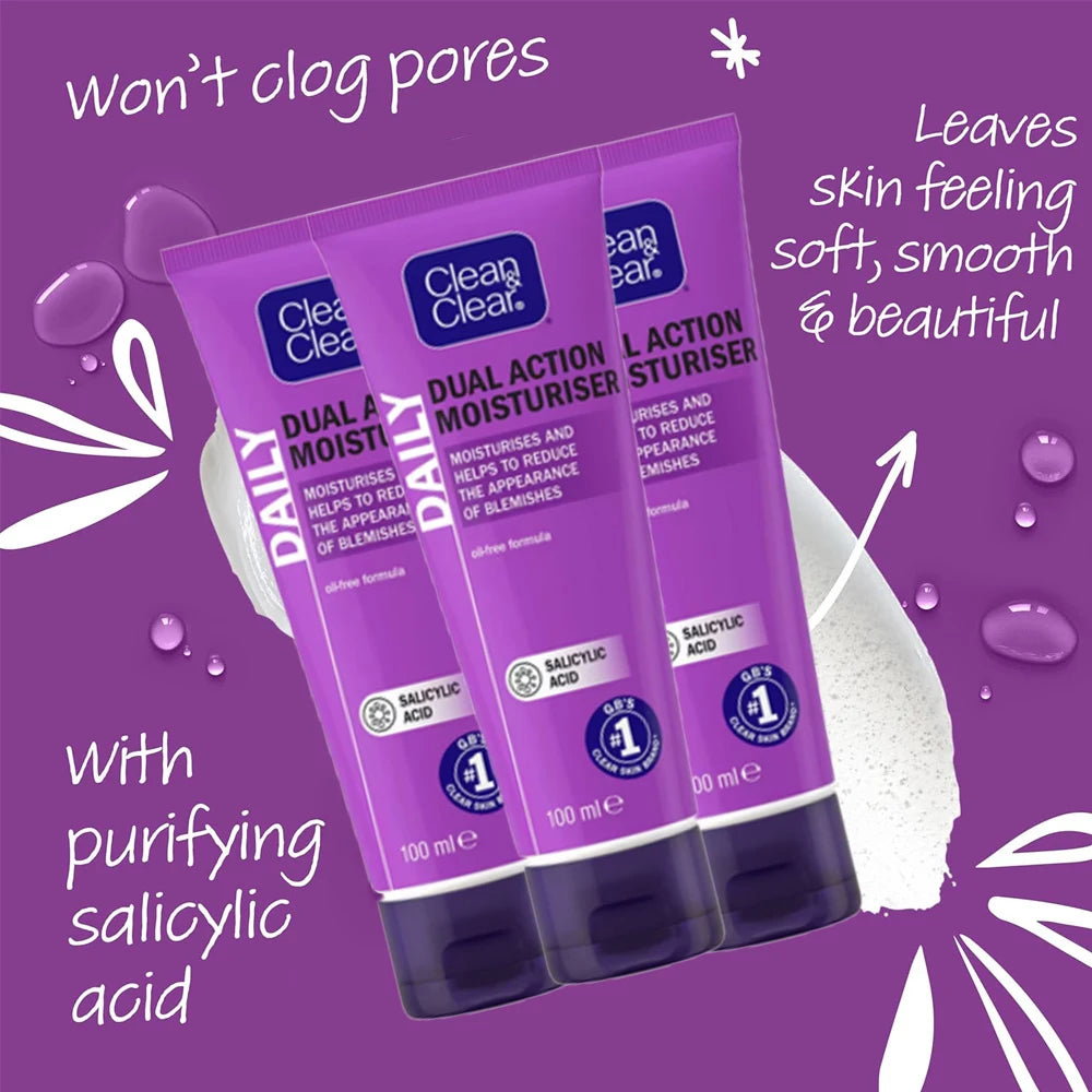 CLEAN & CLEAR Luxury Dual Action Moisturiser – 3-Pack