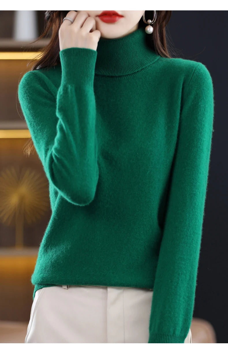 Merino Wool Cashmere Turtleneck Sweater