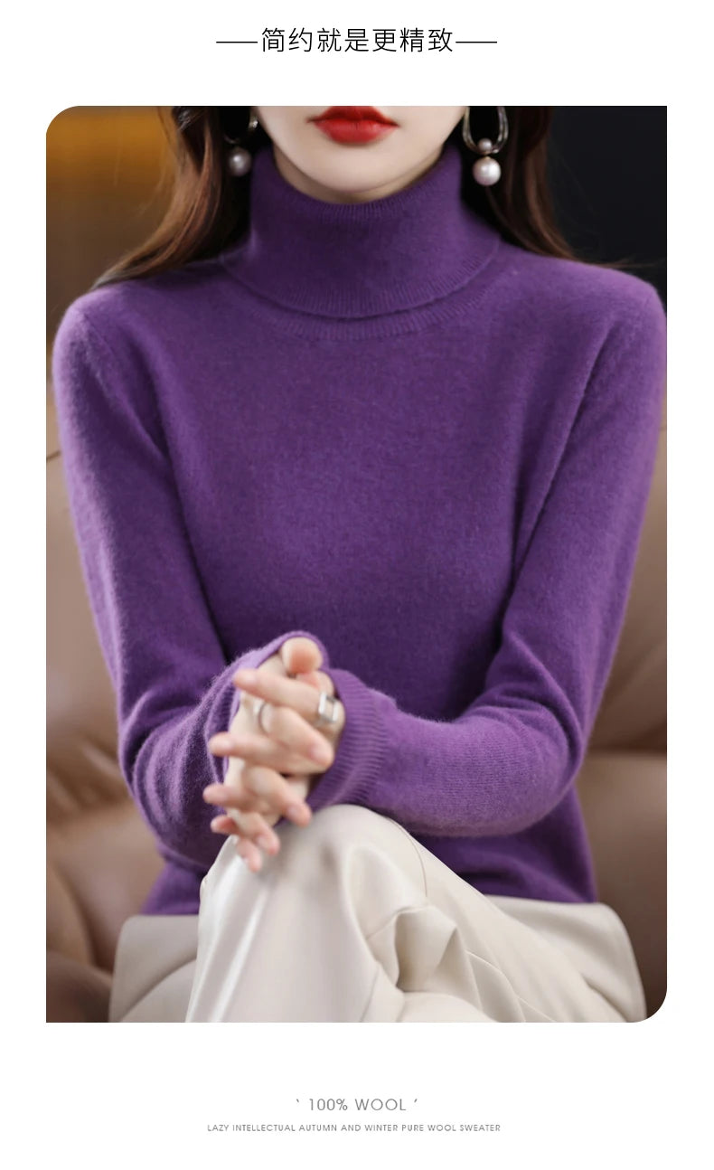 Merino Wool Cashmere Turtleneck Sweater