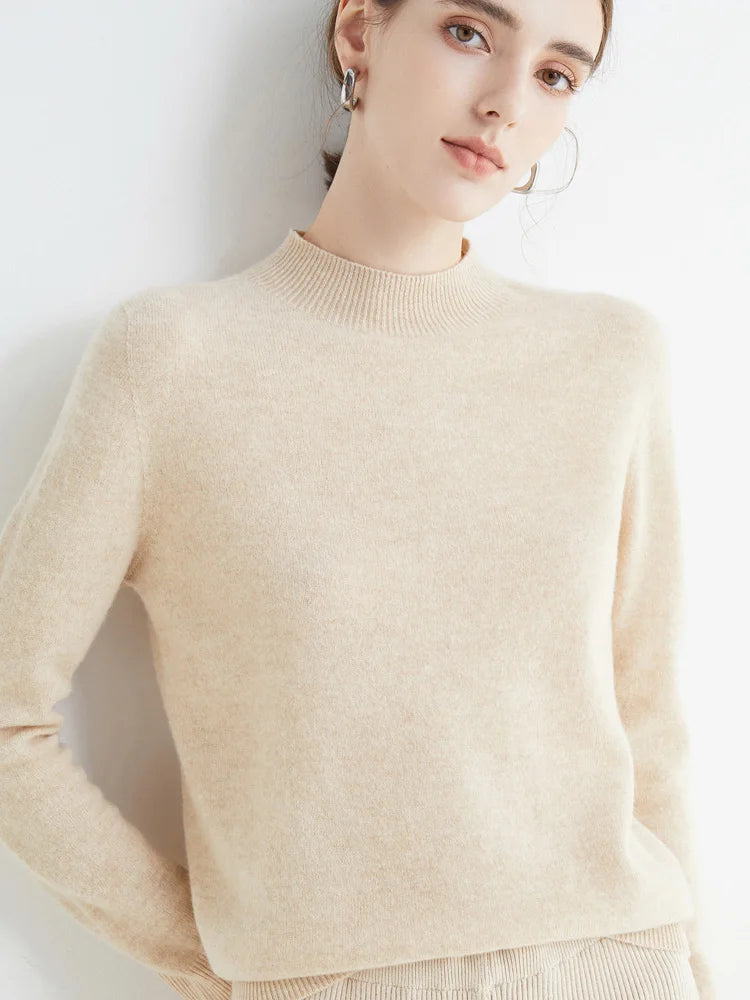 AOSSVIAO Luxury  Soft Knit Mock-Neck Sweater