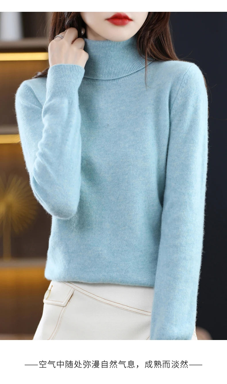 Merino Wool Cashmere Turtleneck Sweater
