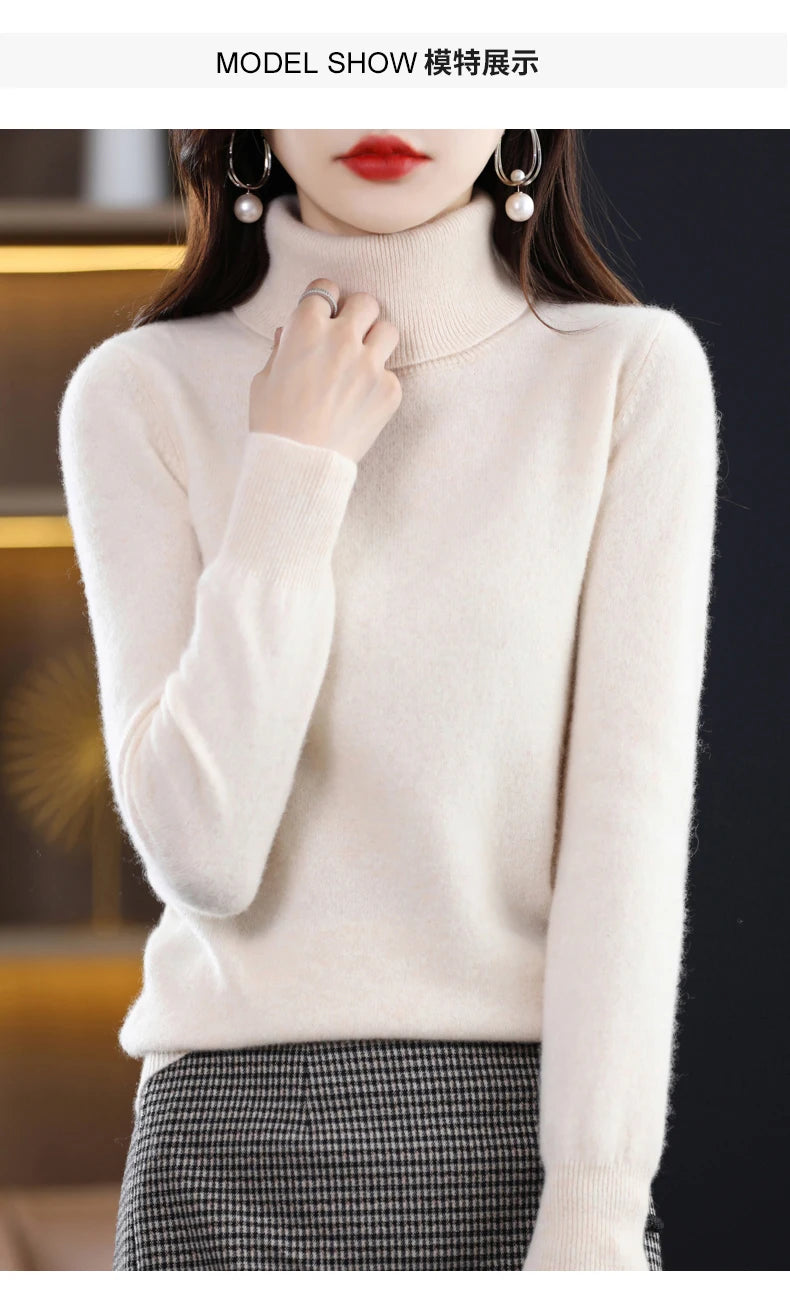 Merino Wool Cashmere Turtleneck Sweater