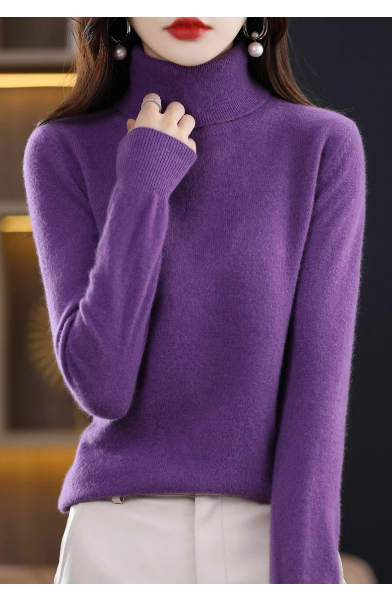 Merino Wool Cashmere Turtleneck Sweater