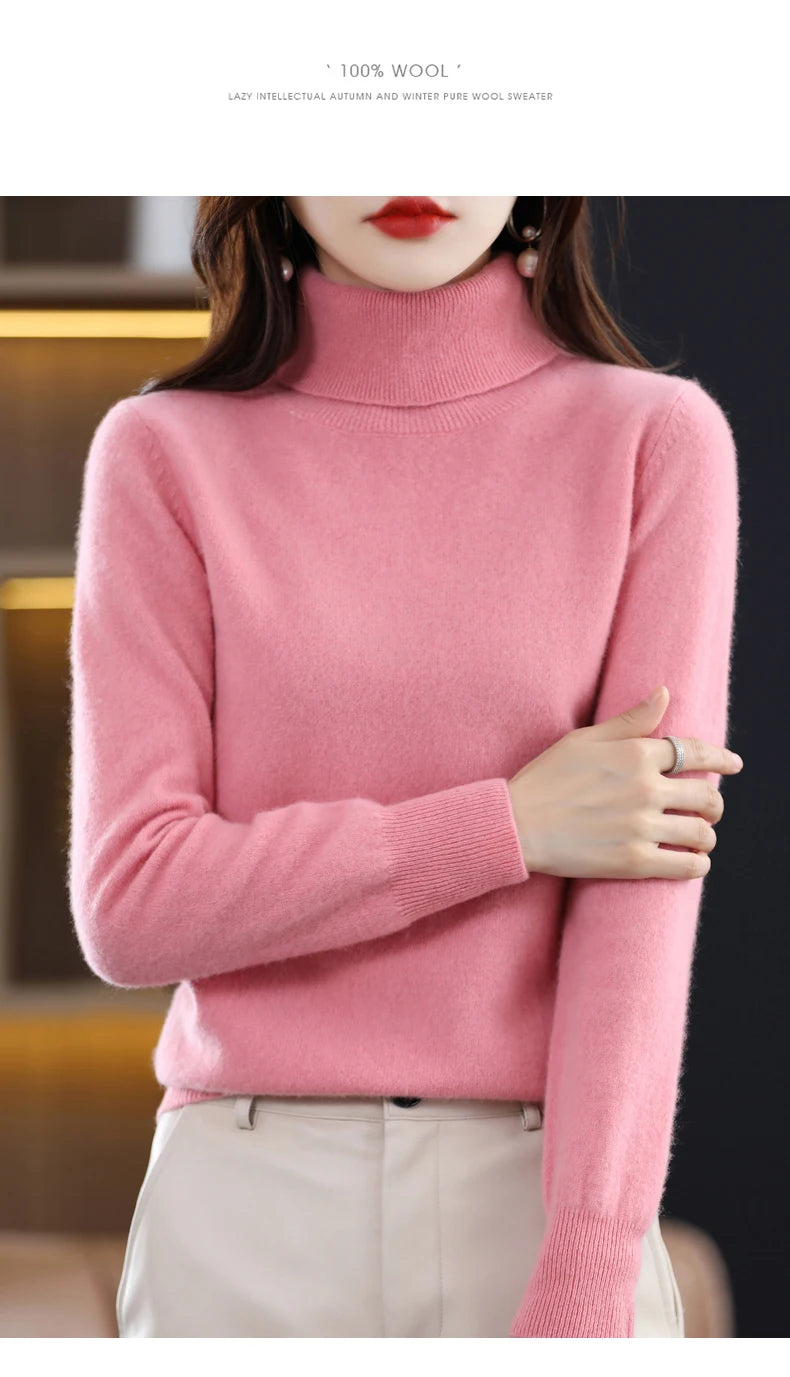 Merino Wool Cashmere Turtleneck Sweater