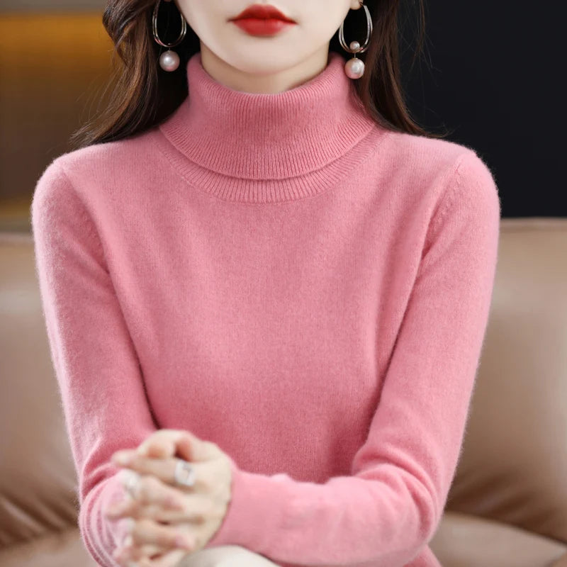 Merino Wool Cashmere Turtleneck Sweater