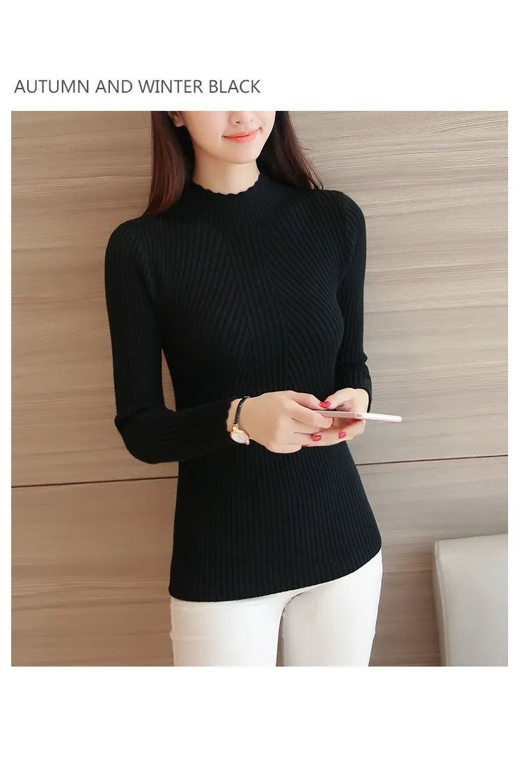 Mock Neck Ruffle Knit