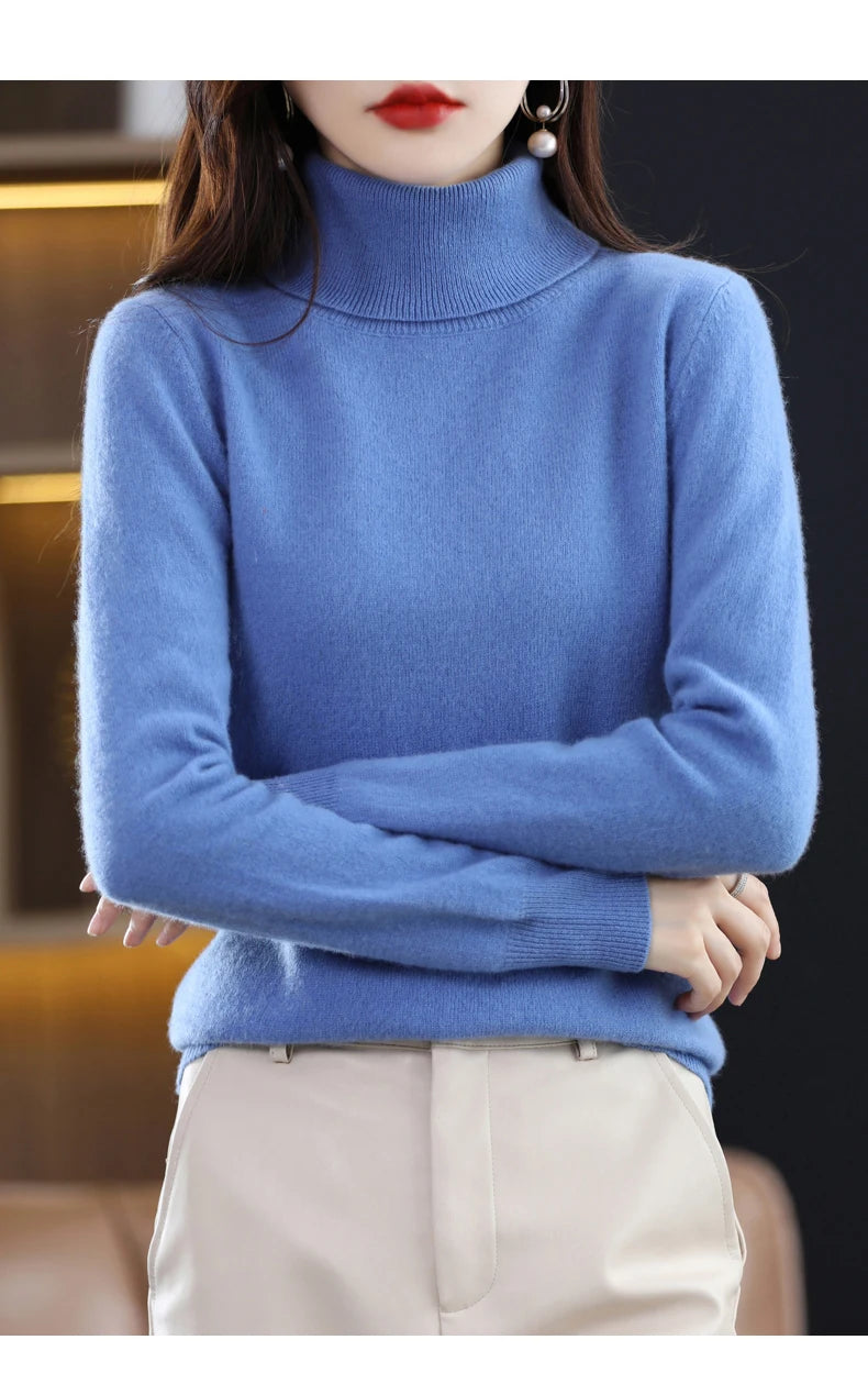Merino Wool Cashmere Turtleneck Sweater