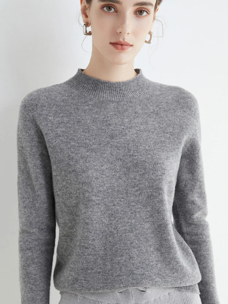 AOSSVIAO Luxury  Soft Knit Mock-Neck Sweater