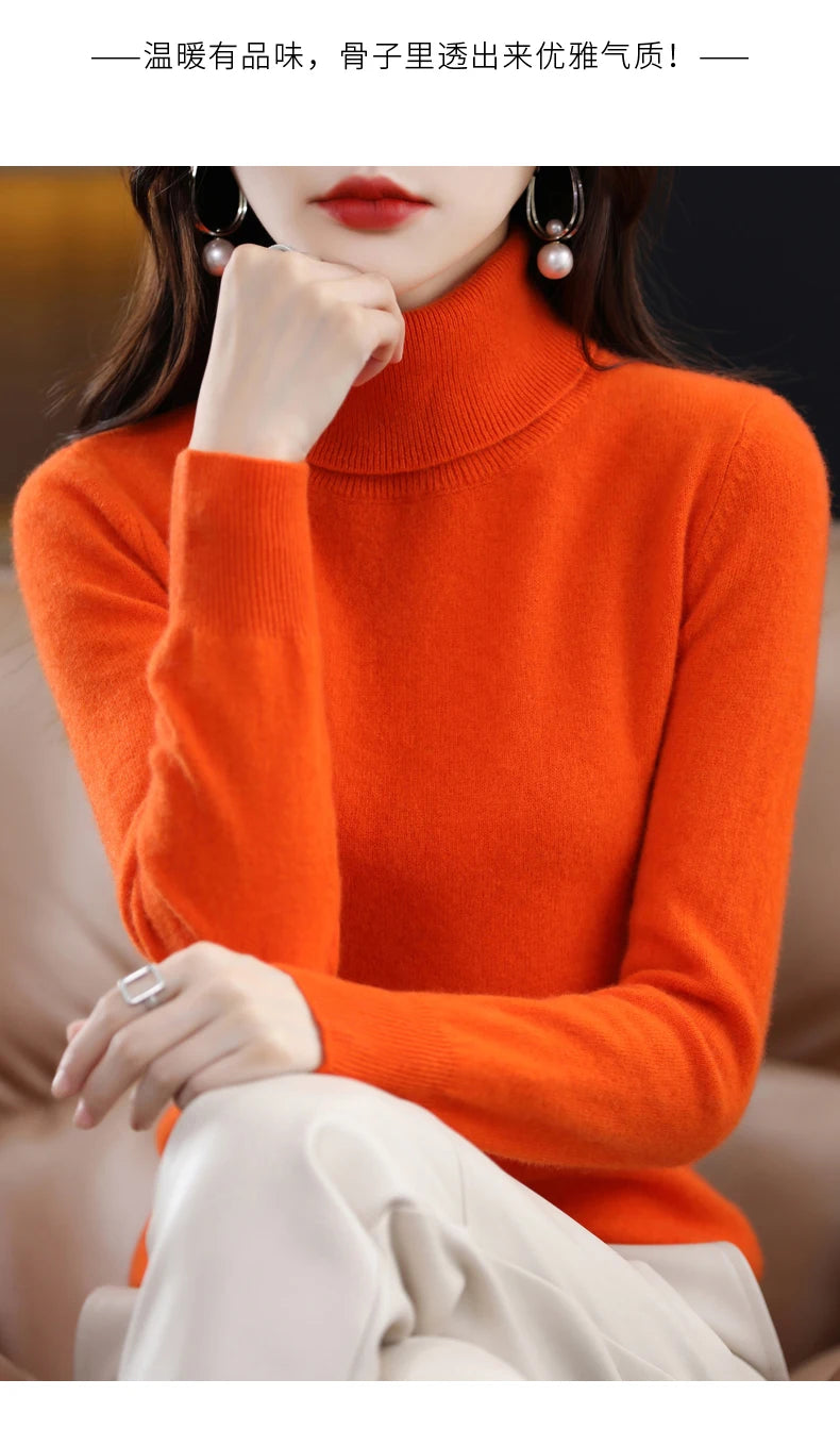 Merino Wool Cashmere Turtleneck Sweater