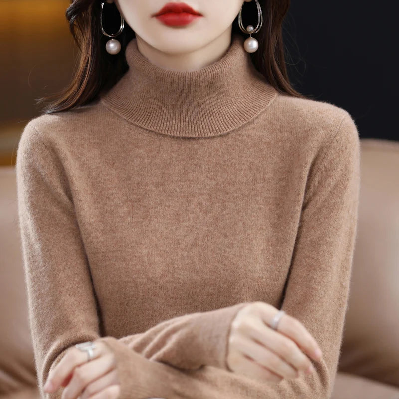 Merino Wool Cashmere Turtleneck Sweater