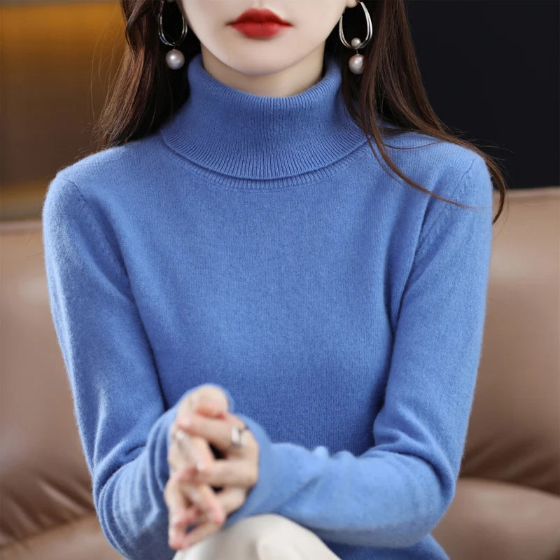 Merino Wool Cashmere Turtleneck Sweater