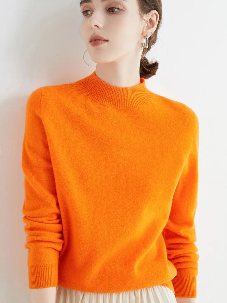 AOSSVIAO Luxury  Soft Knit Mock-Neck Sweater