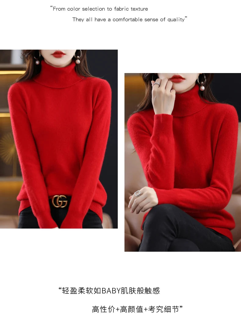 Merino Wool Cashmere Turtleneck Sweater