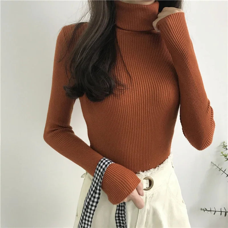 Autumn Winter Women’s Ribbed Knit Sweater