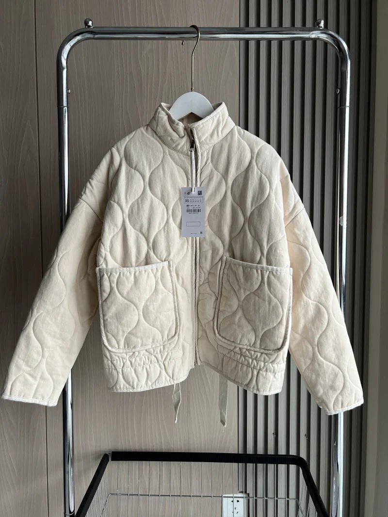 ZW Women’s Luxury Quilted High-Collar Cotton Jacket