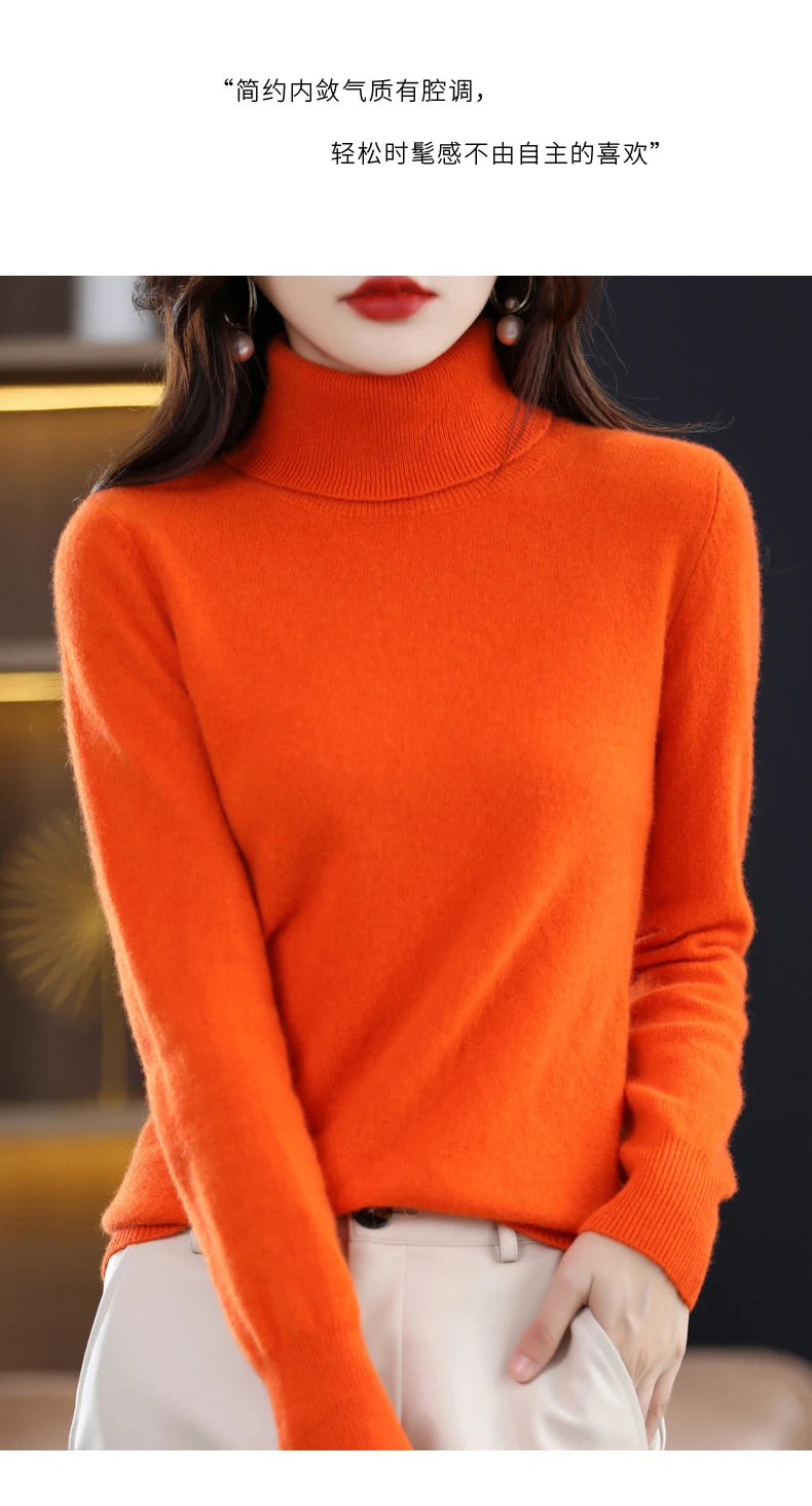 Merino Wool Cashmere Turtleneck Sweater