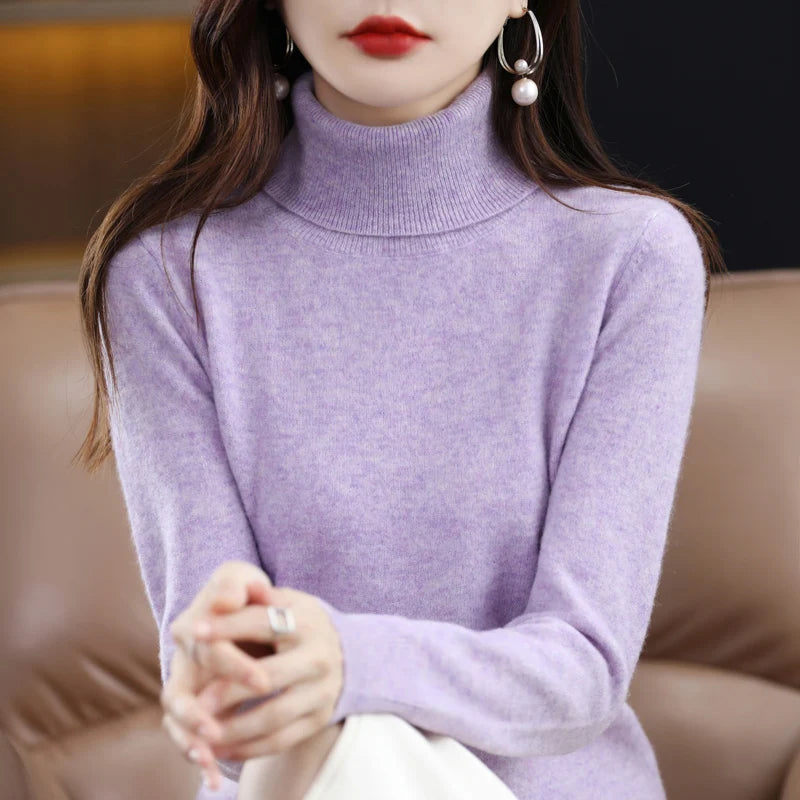 Merino Wool Cashmere Turtleneck Sweater