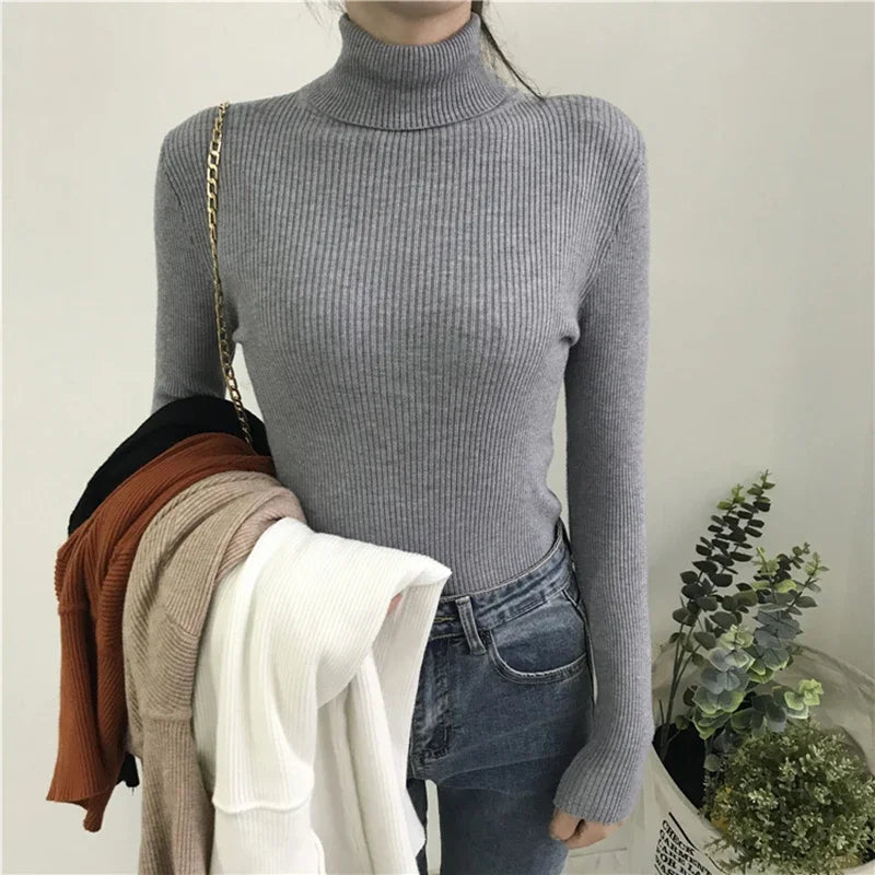 Autumn Winter Women’s Ribbed Knit Sweater