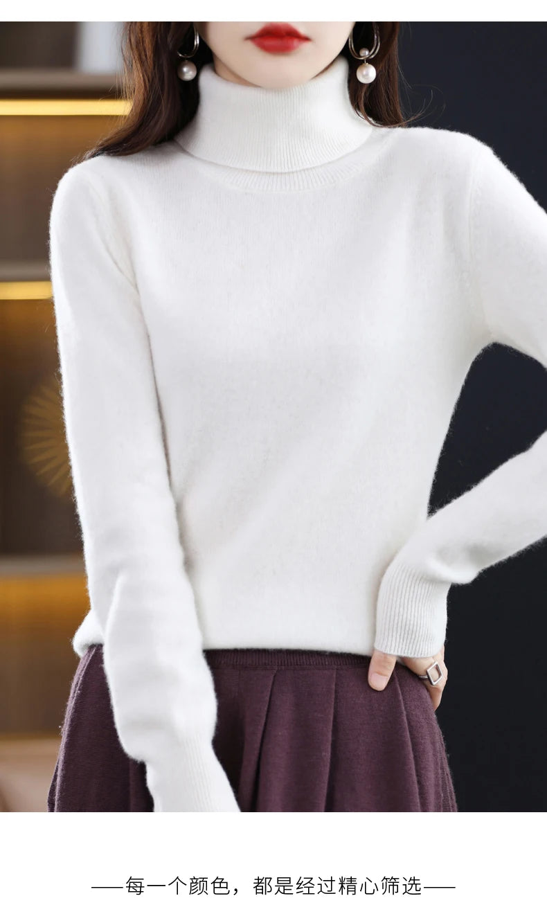Merino Wool Cashmere Turtleneck Sweater