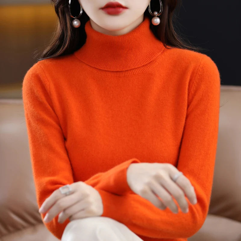 Merino Wool Cashmere Turtleneck Sweater