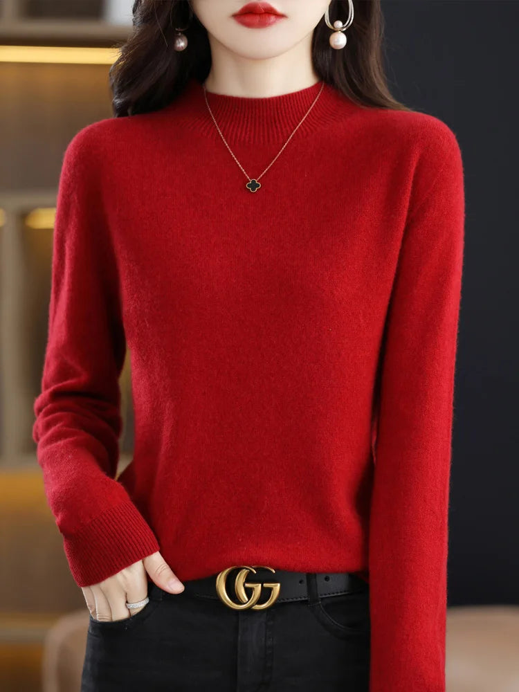 AOSSVIAO Luxury  Soft Knit Mock-Neck Sweater