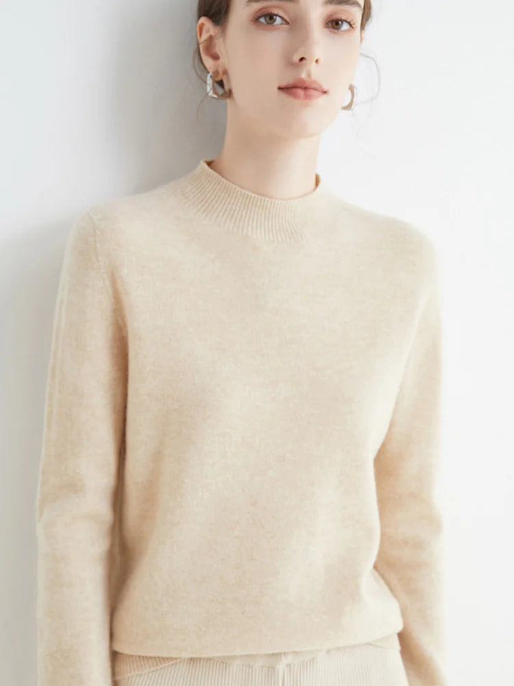 AOSSVIAO Luxury  Soft Knit Mock-Neck Sweater