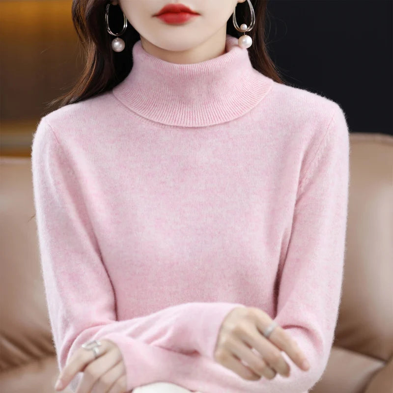 Merino Wool Cashmere Turtleneck Sweater