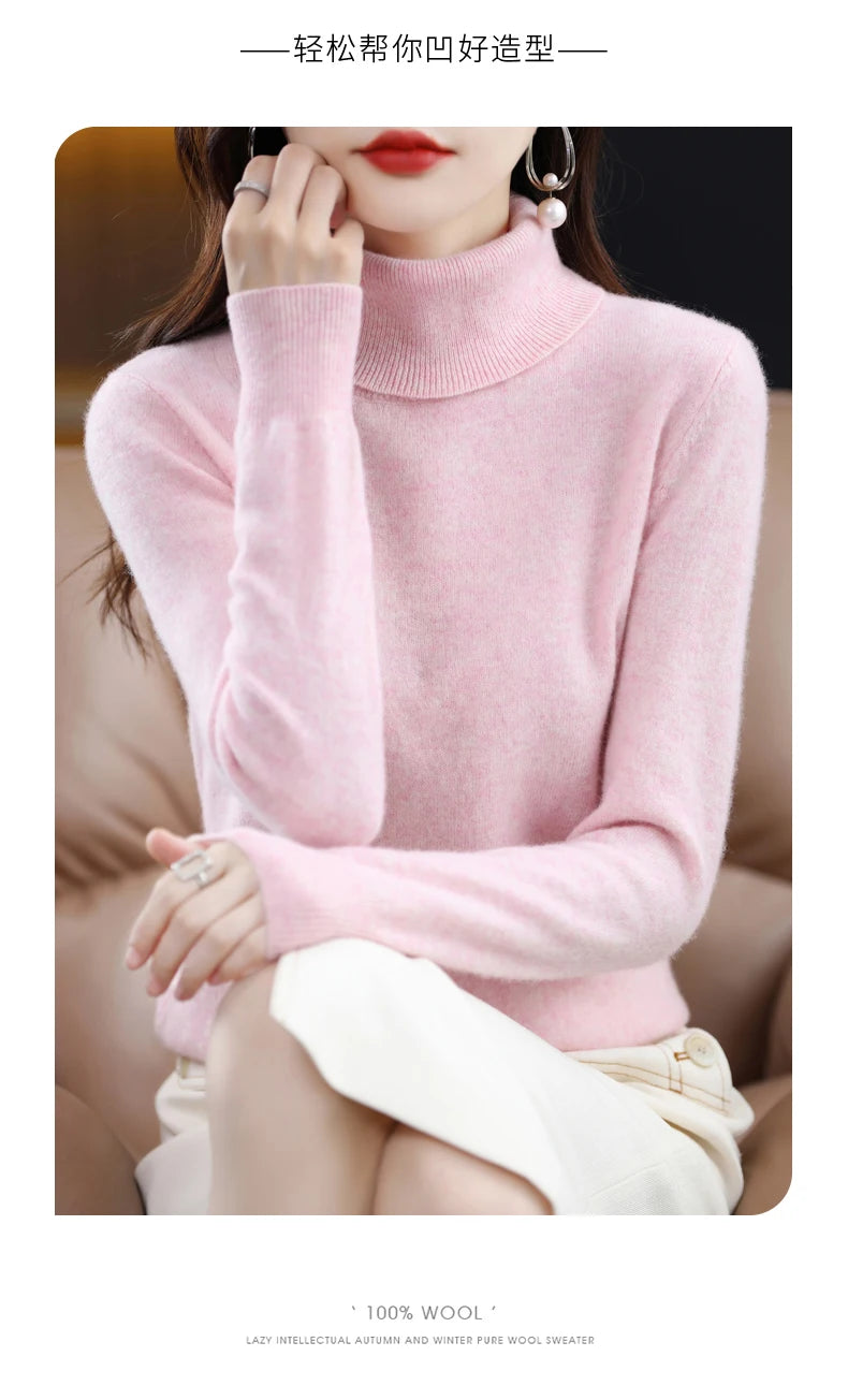 Merino Wool Cashmere Turtleneck Sweater