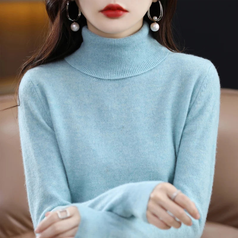 Merino Wool Cashmere Turtleneck Sweater