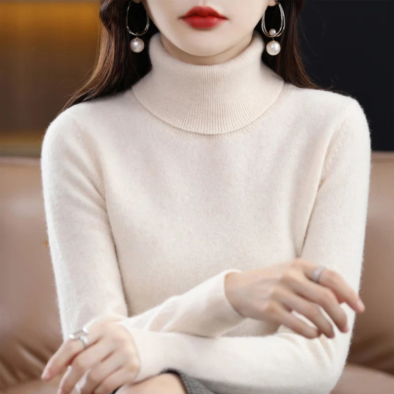 Merino Wool Cashmere Turtleneck Sweater