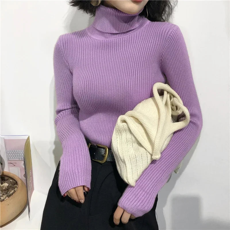 Autumn Winter Women’s Ribbed Knit Sweater