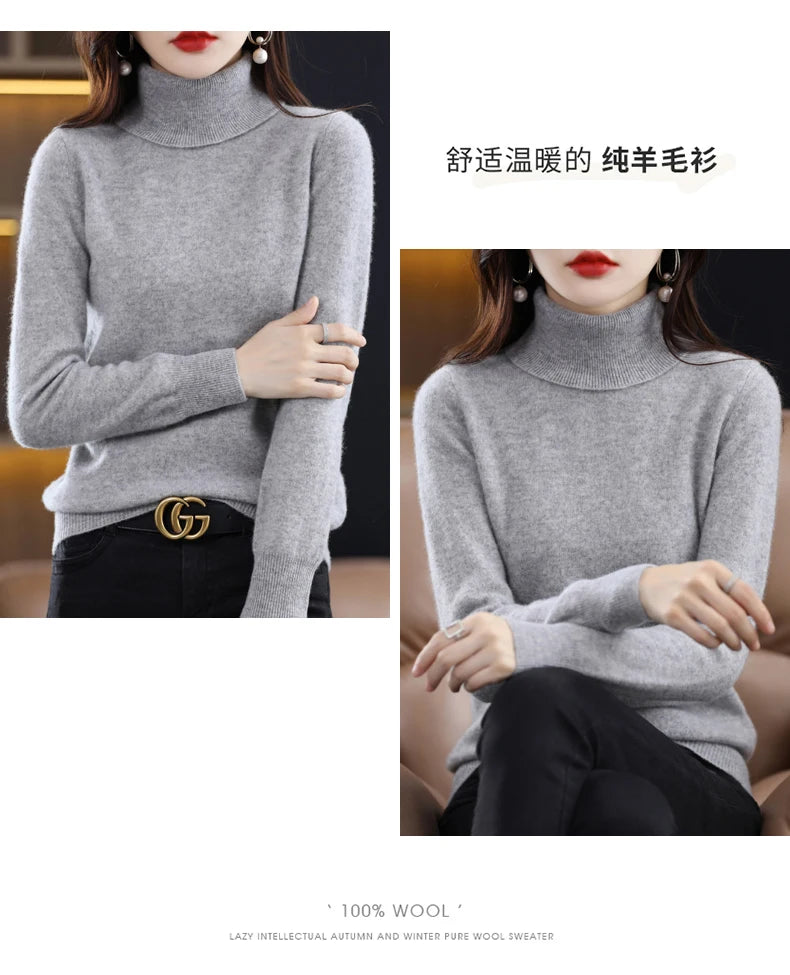 Merino Wool Cashmere Turtleneck Sweater