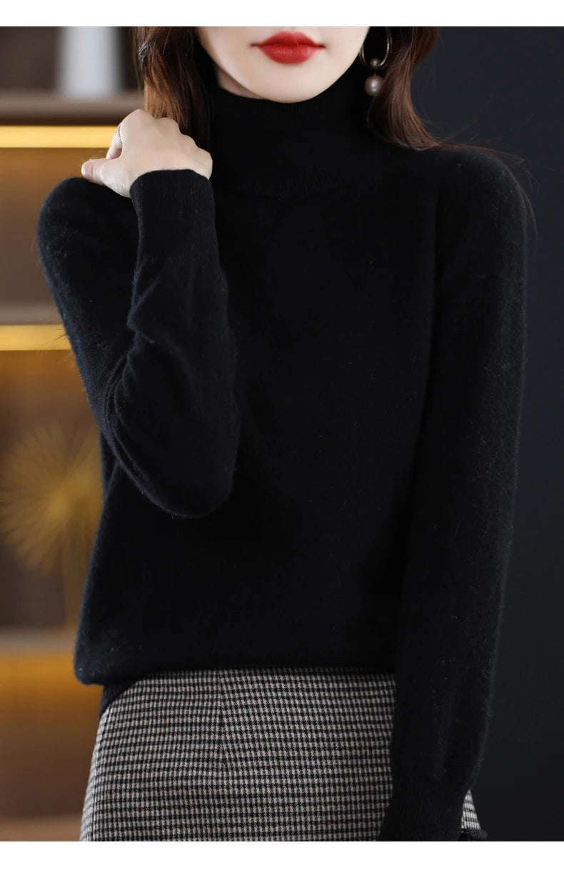 Merino Wool Cashmere Turtleneck Sweater