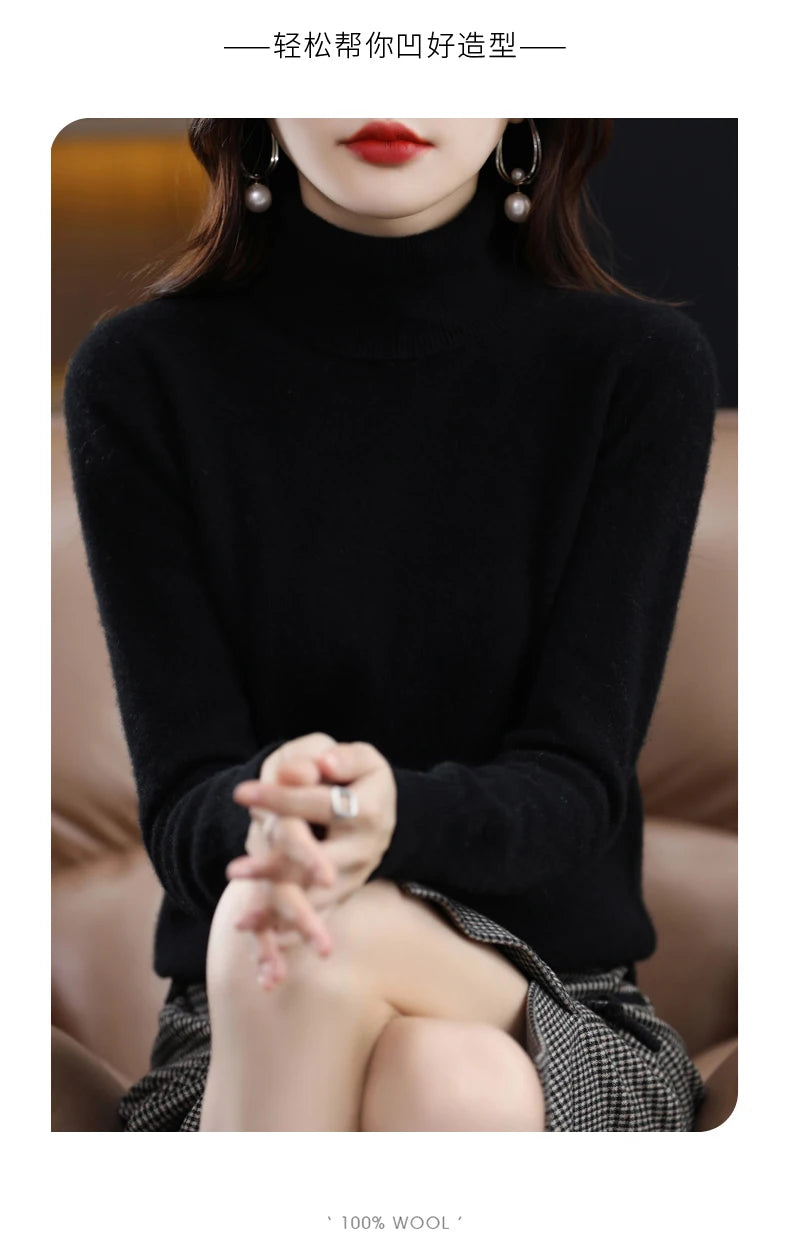 Merino Wool Cashmere Turtleneck Sweater