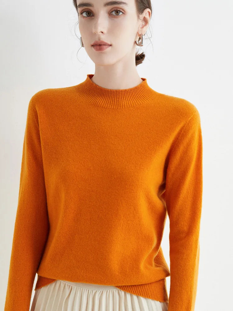 AOSSVIAO Luxury  Soft Knit Mock-Neck Sweater
