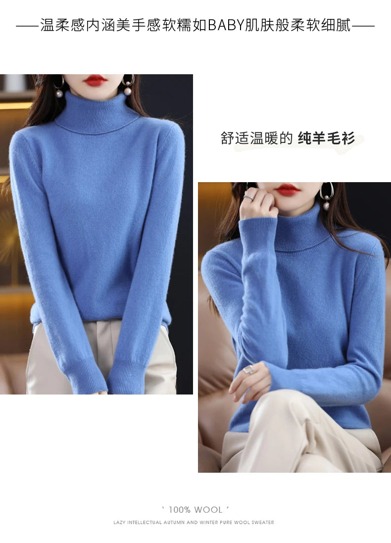 Merino Wool Cashmere Turtleneck Sweater