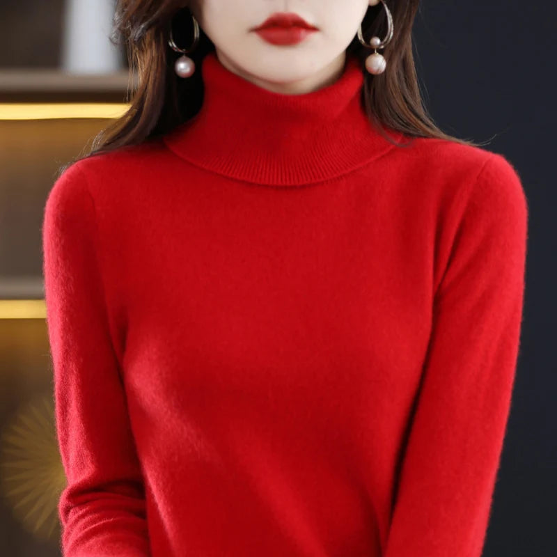 Merino Wool Cashmere Turtleneck Sweater