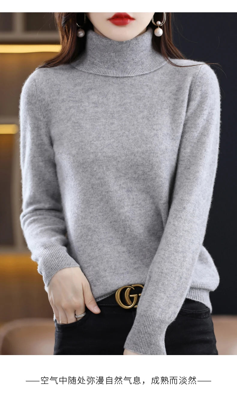 Merino Wool Cashmere Turtleneck Sweater
