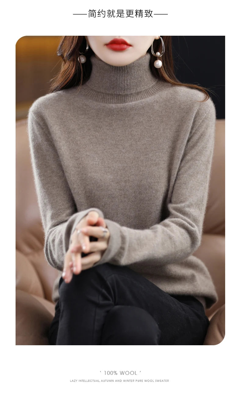 Merino Wool Cashmere Turtleneck Sweater