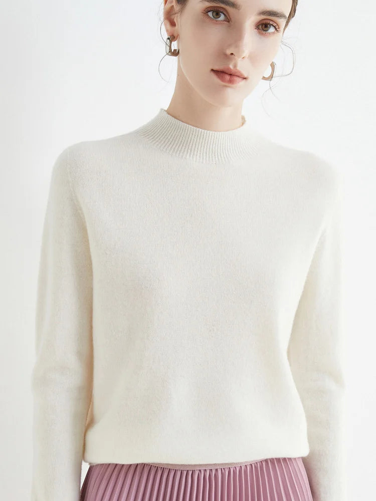 AOSSVIAO Luxury  Soft Knit Mock-Neck Sweater