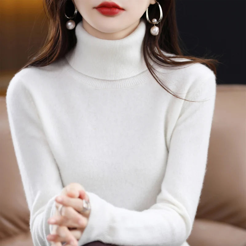 Merino Wool Cashmere Turtleneck Sweater