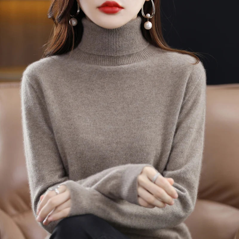 Merino Wool Cashmere Turtleneck Sweater