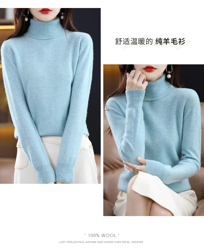Merino Wool Cashmere Turtleneck Sweater