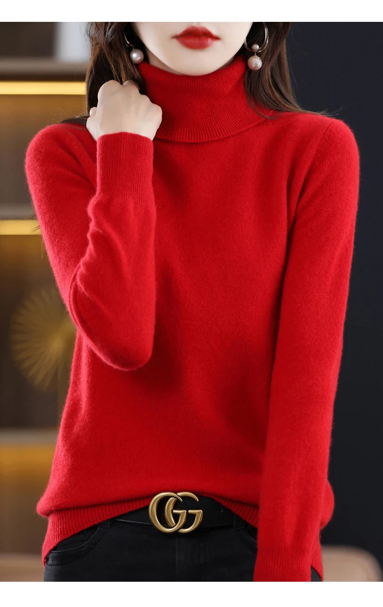 Merino Wool Cashmere Turtleneck Sweater